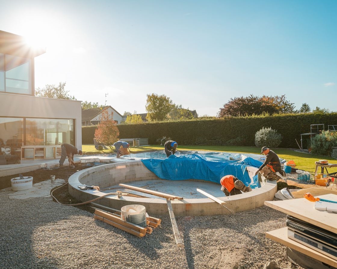 Basen ogrodowy z nowoczesnym wykończeniem