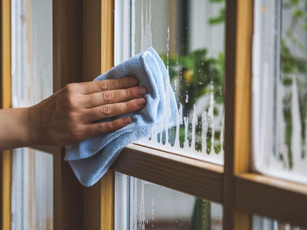 Czyste ramy okienne plastikowe po umyciu