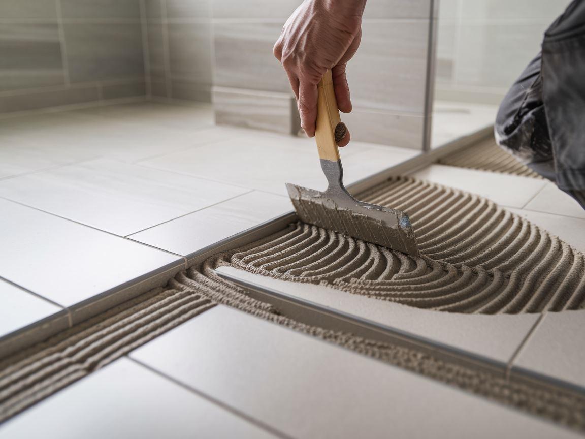 Fuga na tle białych płytek w łazience