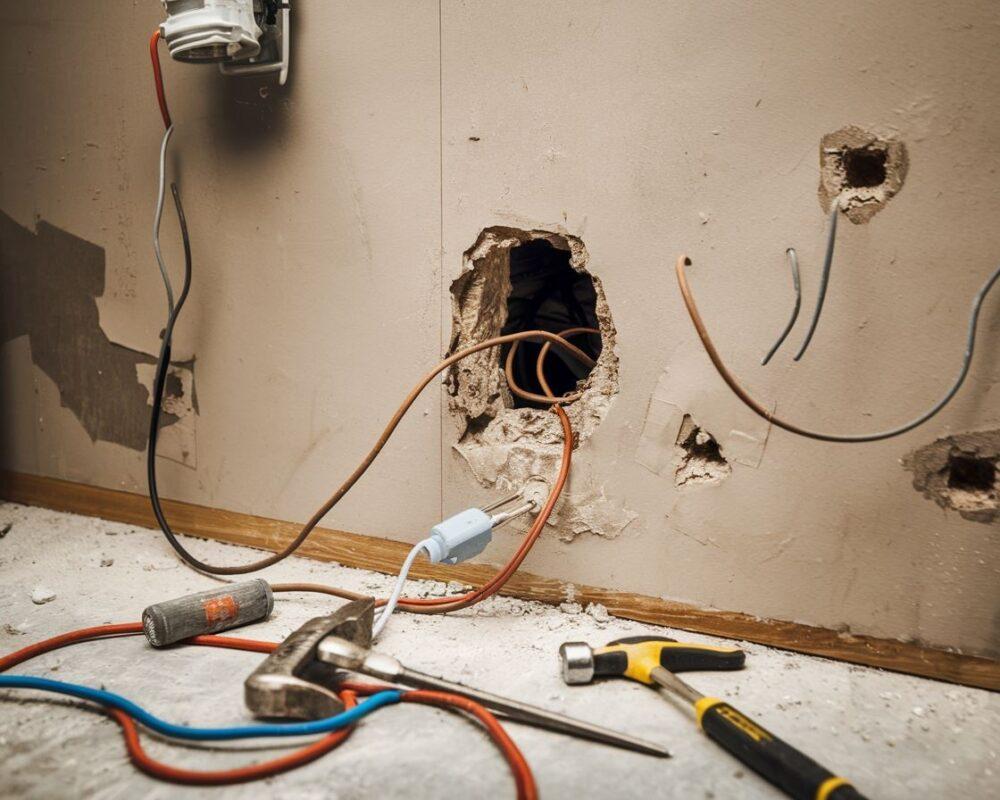 Instalacja przewodu elektrycznego w ścianie