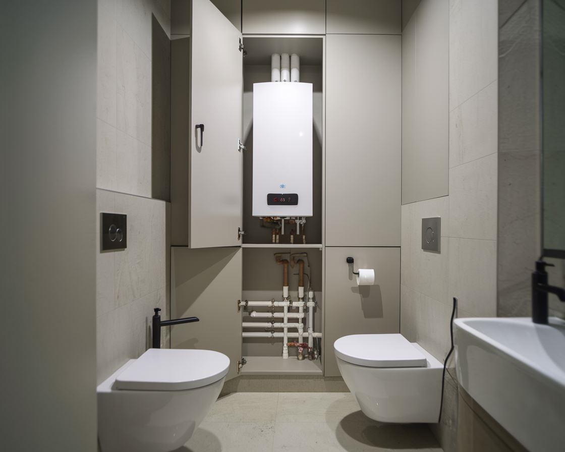 Mała łazienka z inteligentnym rozwiązaniem na bojler