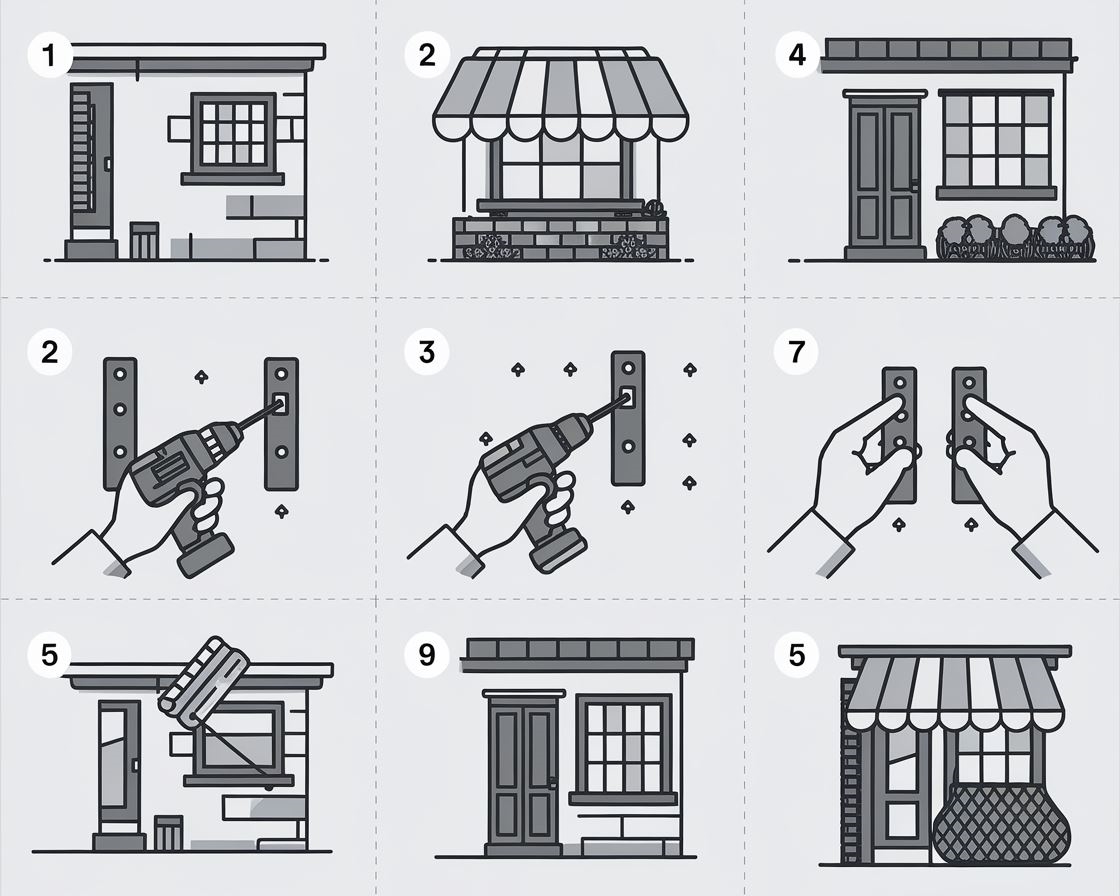 Markiza zamontowana na elewacji budynku