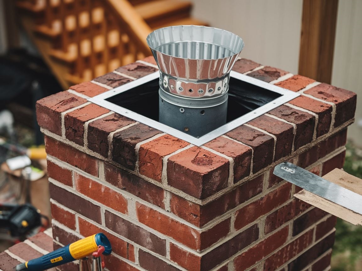 Naprawa komina z cegły z użyciem wkładu