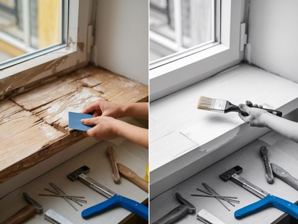 Parapet odnowiony farbą