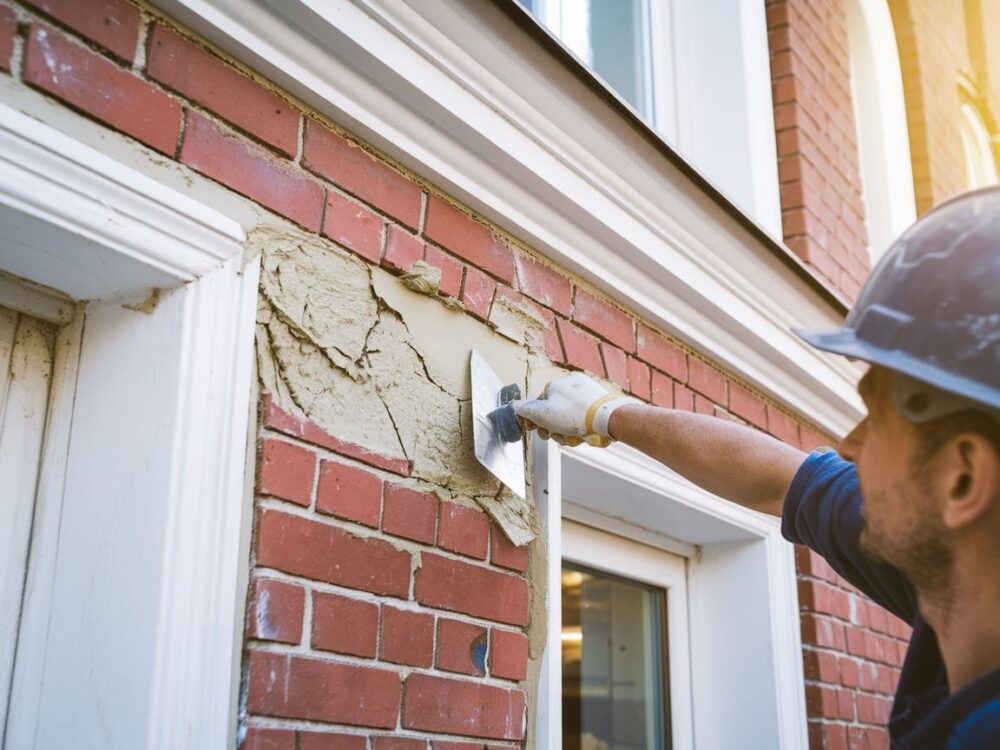 Praca z tynkiem na elewacji