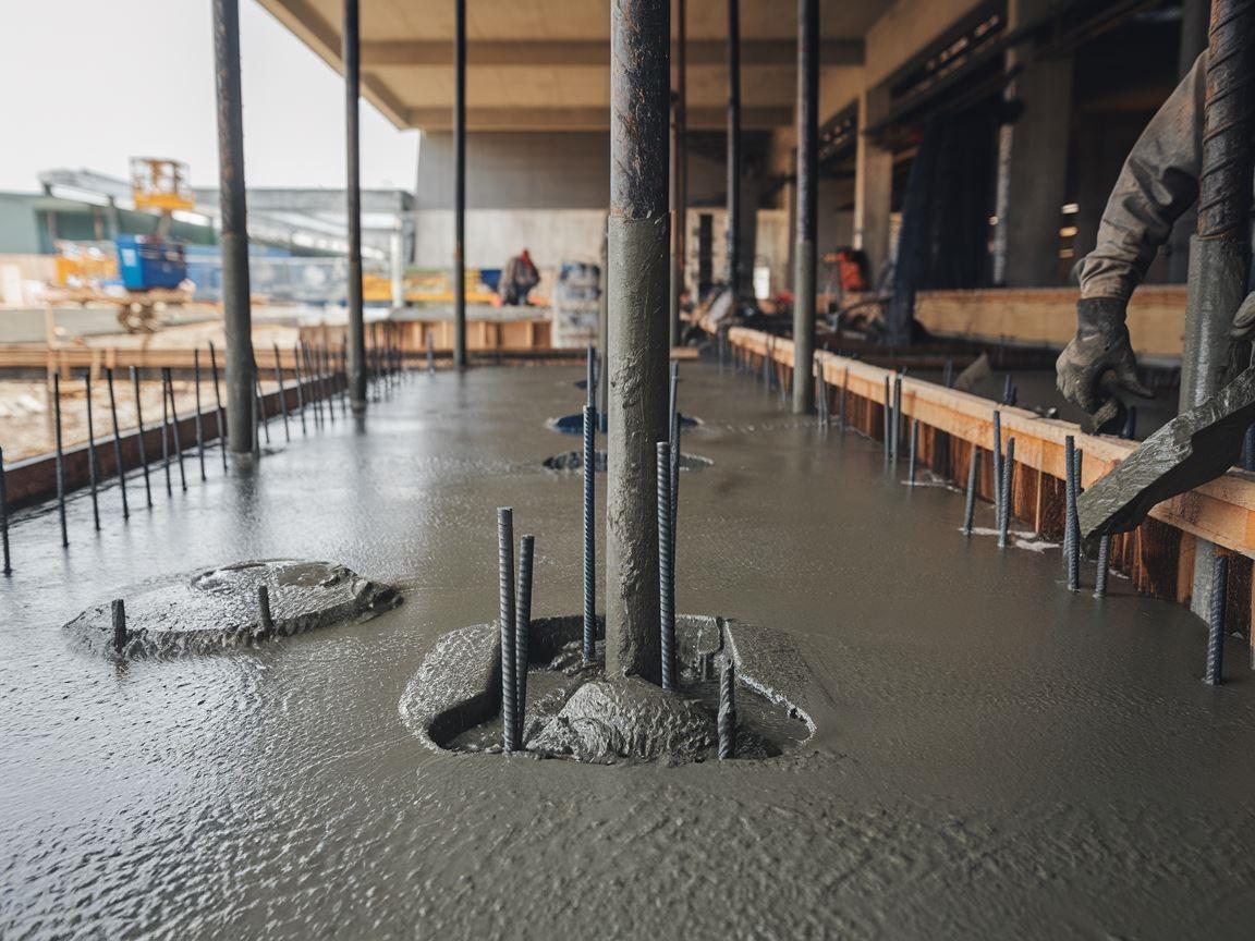 Prace budowlane przy betonowaniu