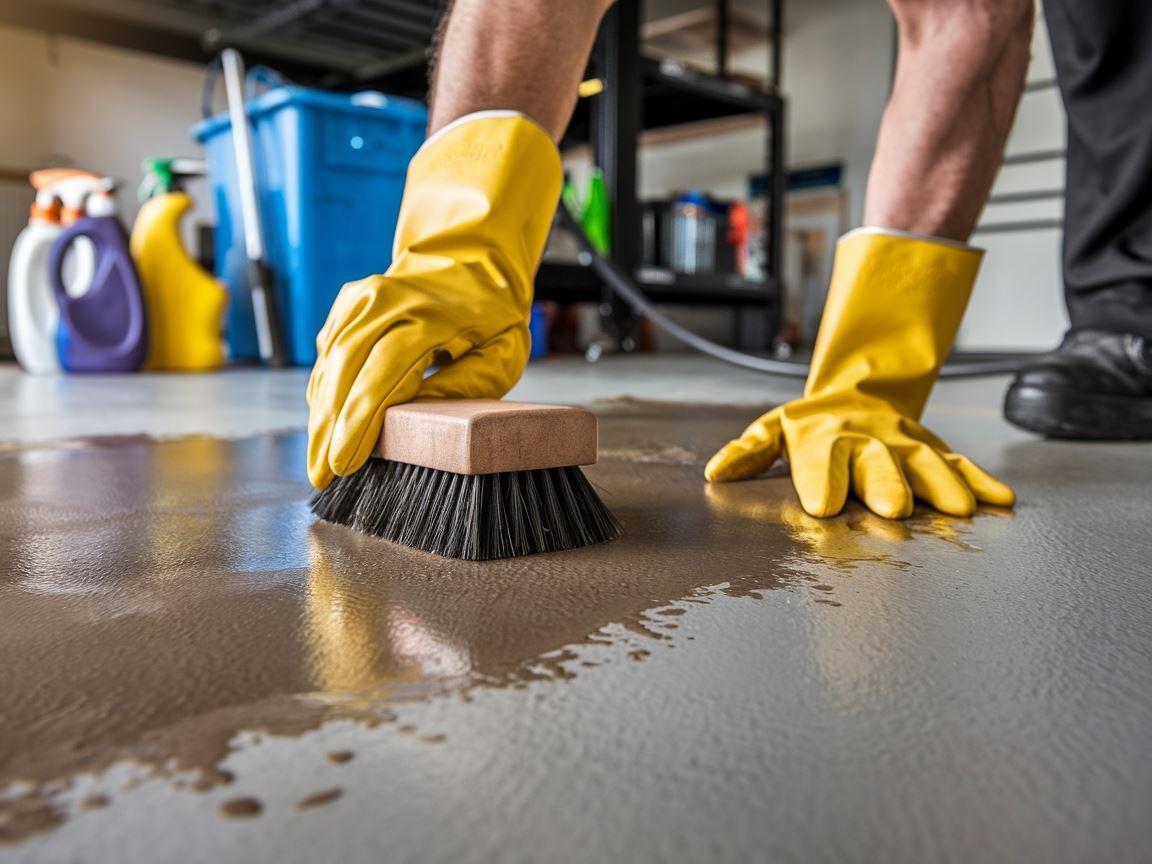 Proces czyszczenia plamy z oleju