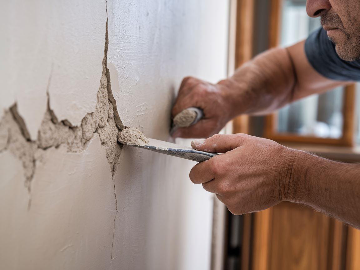 Proces naprawy ściany