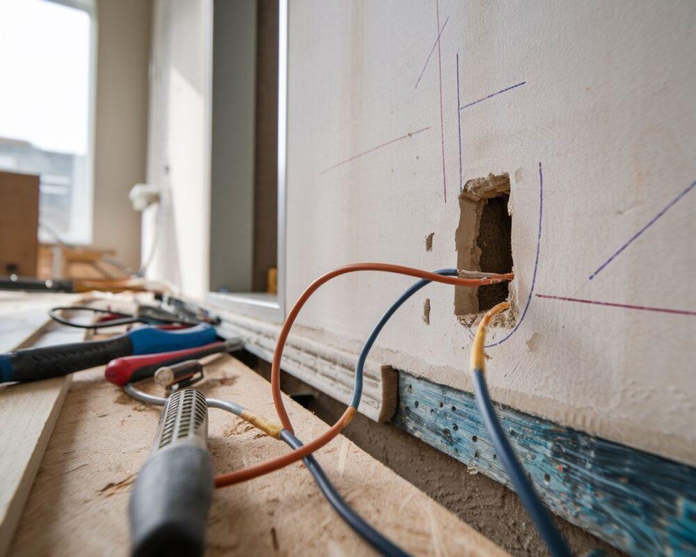 Przedłużanie przewodu elektrycznego w ścianie