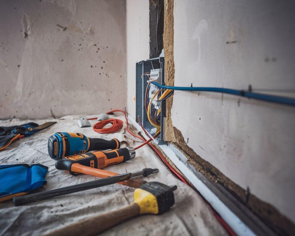 Przewód elektryczny poprowadzony przez ścianę