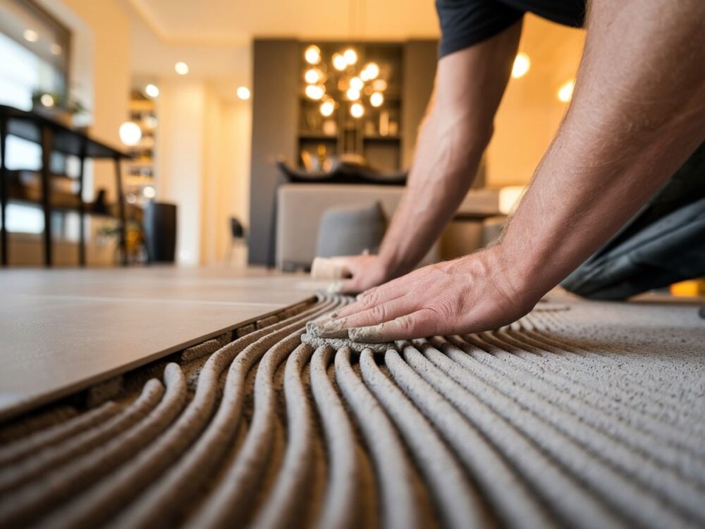 Równe nałożenie fugi na płyty grzewcze