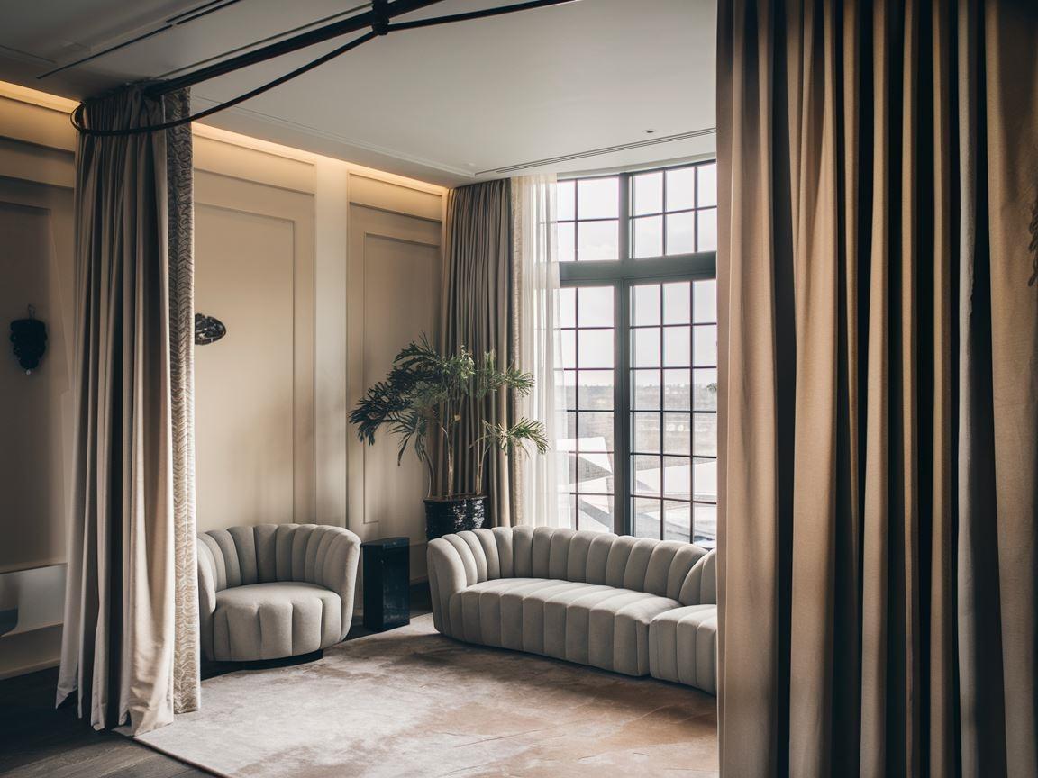 Wygodne wnętrze z minimalistycznym karniszem