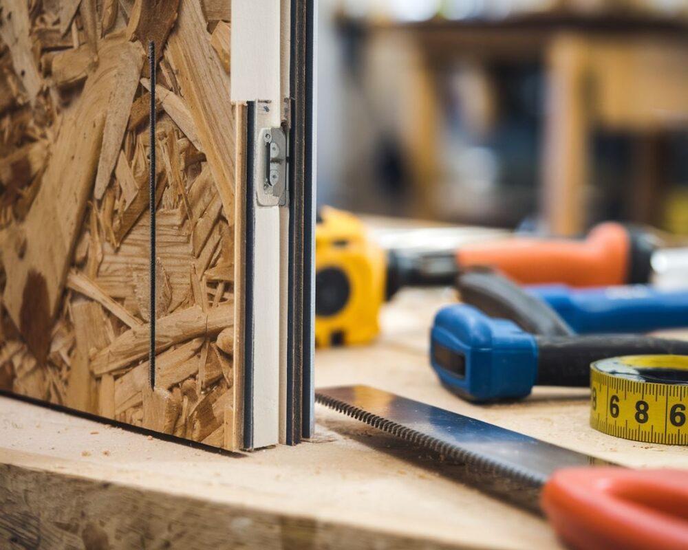 Zbliżenie na podcięcie wentylacyjne w drewnianych drzwiach