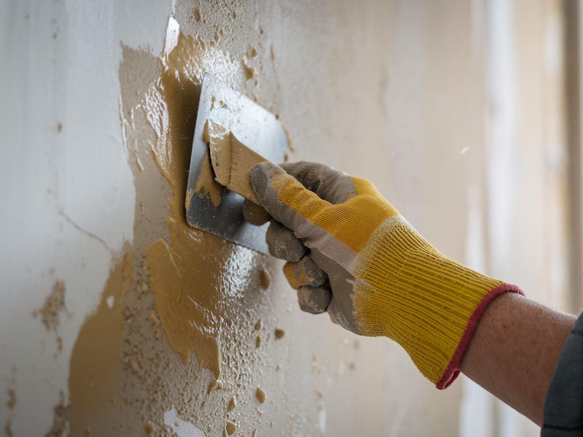 Zniszczony tynk żywiczny przed remontem